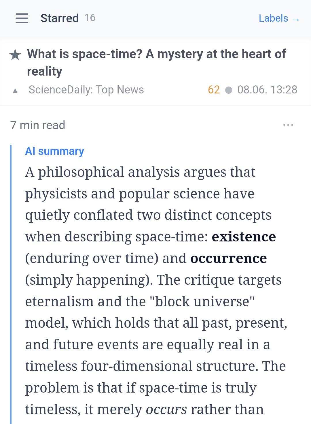 AI summary on mobile